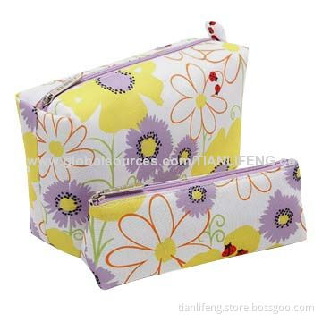 Canvas Cosmetic Bag with Lovely Flowers